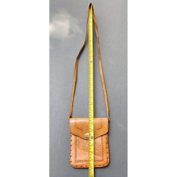 Tooled Costa Rica Coin Purse Passport Pouch Small Shoulder Leather Bag Souvenir - Picture 11 of 14